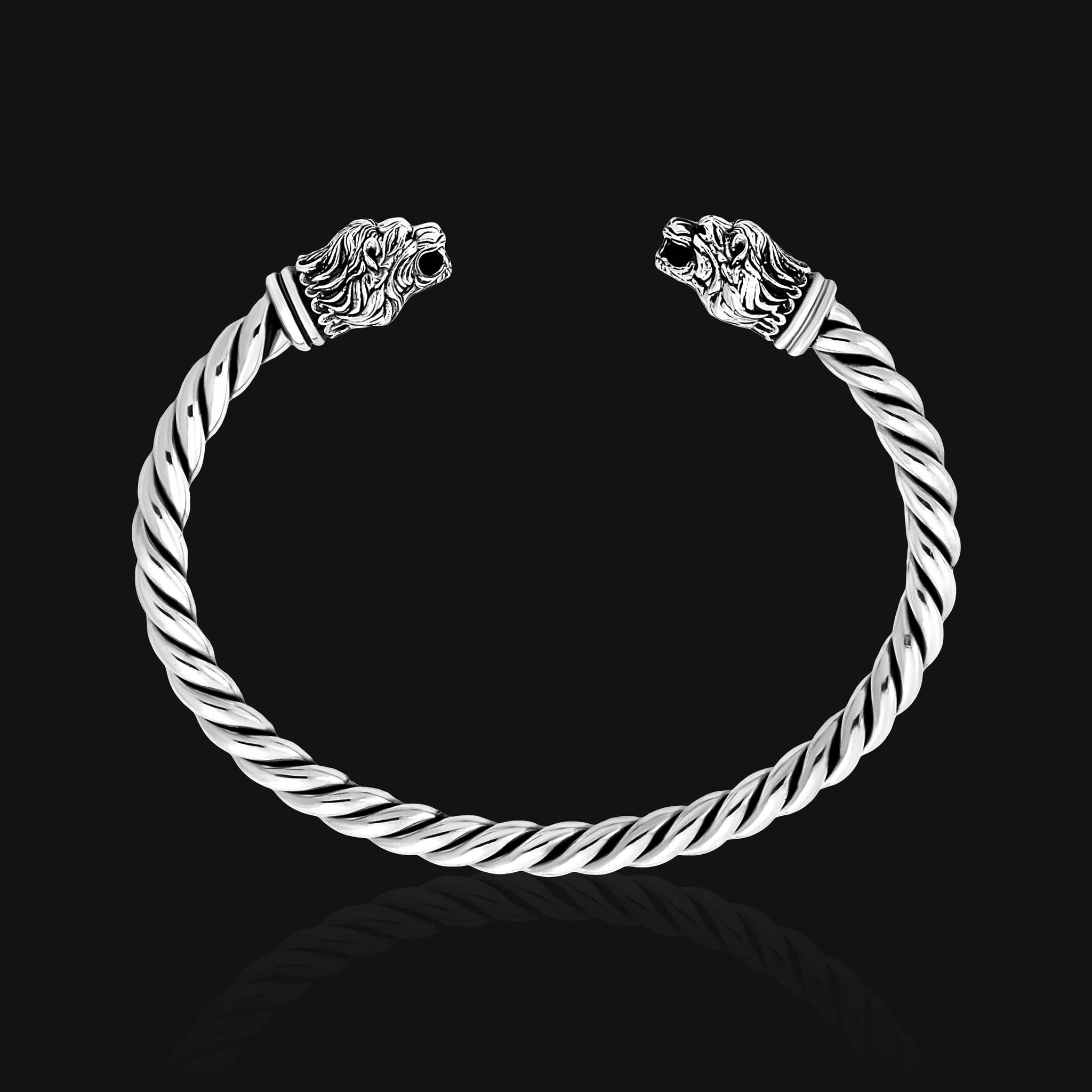 Lion Torque - Sterling Silver Lion Twist Bracelet