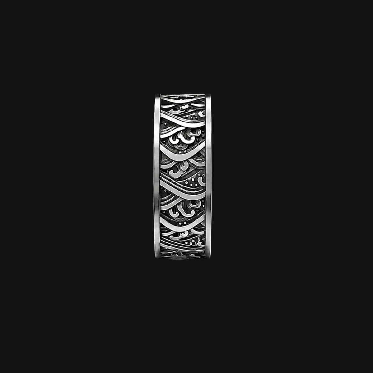 Kanagawa Wave Ring - Oxidised Sterling Silver