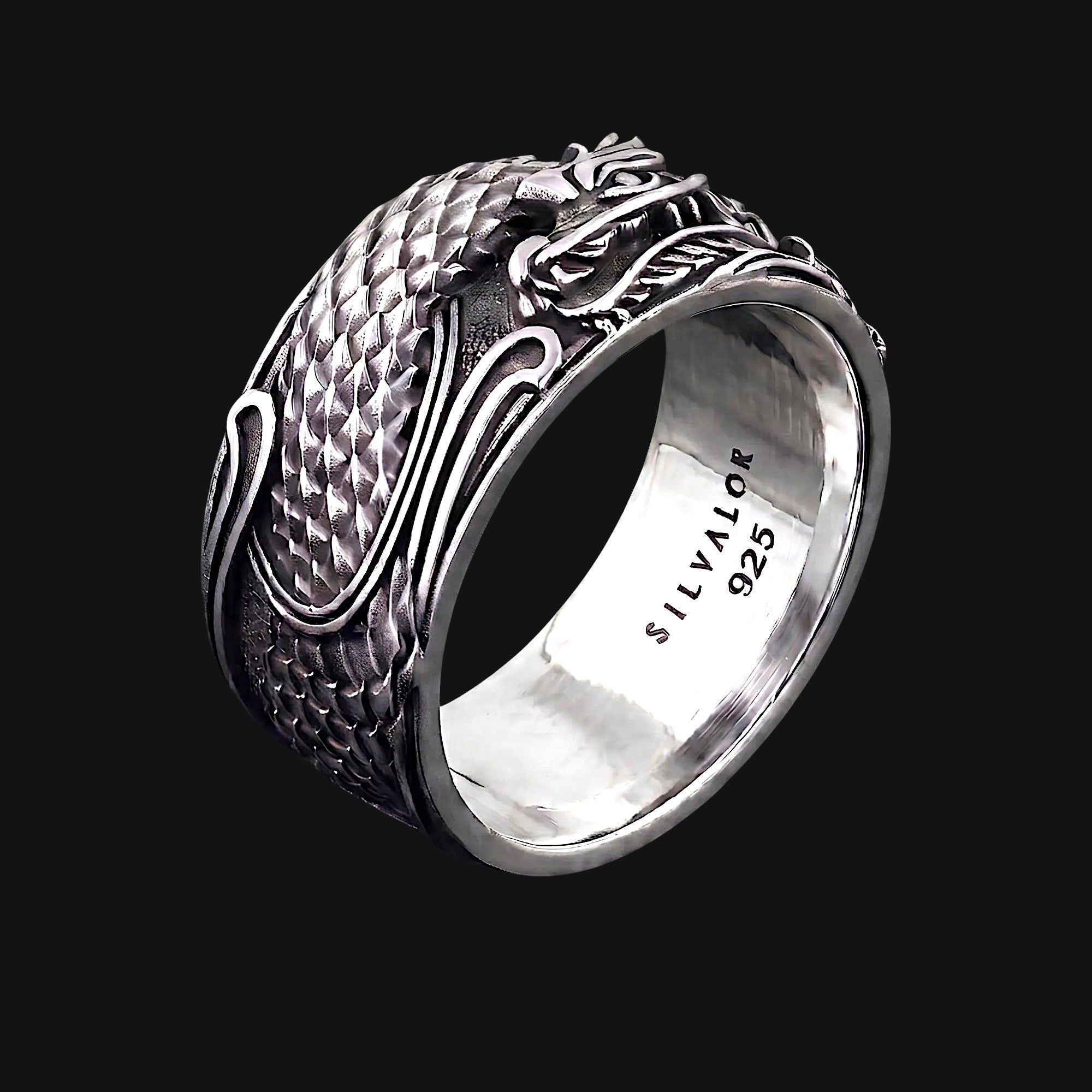Ryū Dragon Ring - Hand-Carved Sterling Silver | Silvalor