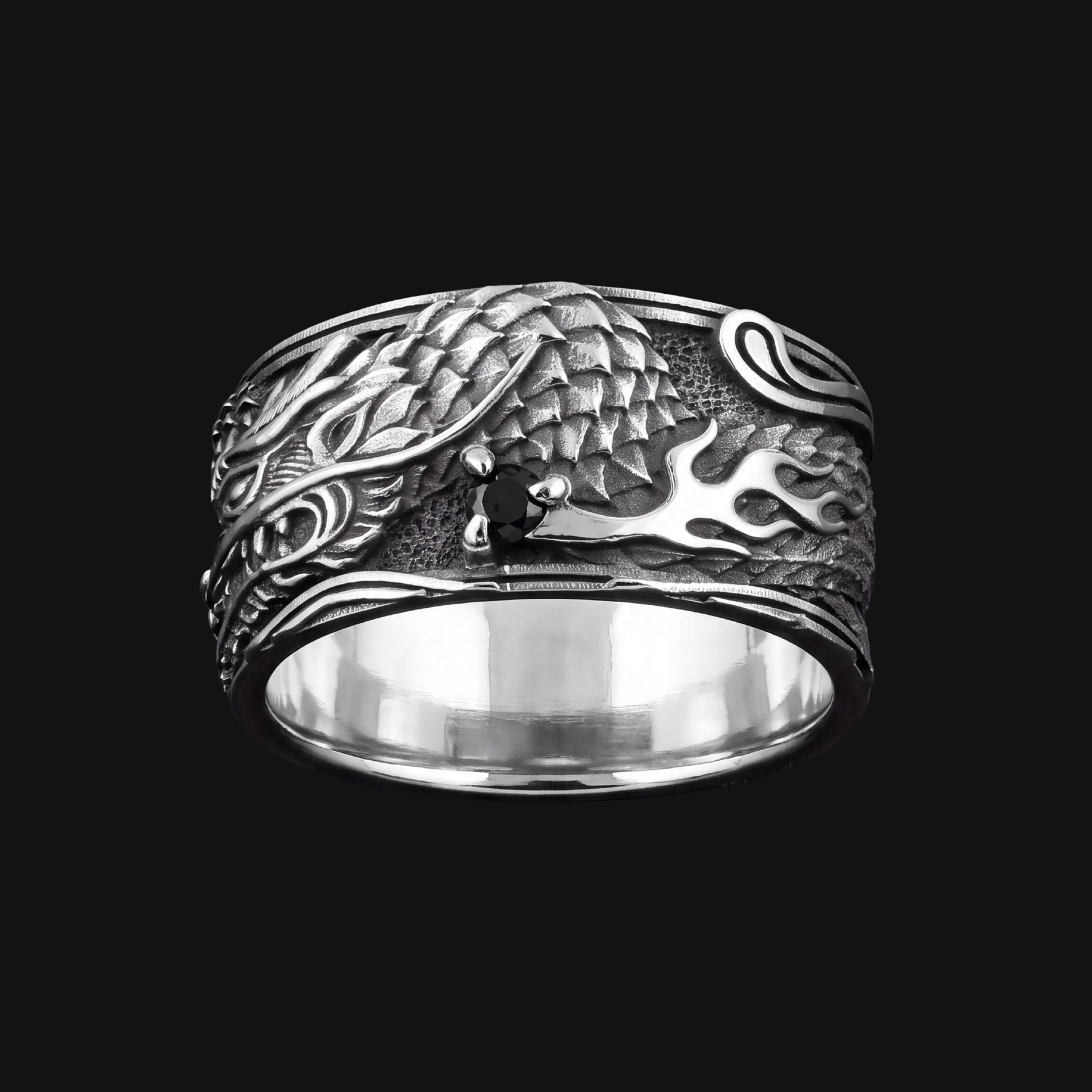 Ryū Dragon Ring - Hand-Carved Sterling Silver | Silvalor