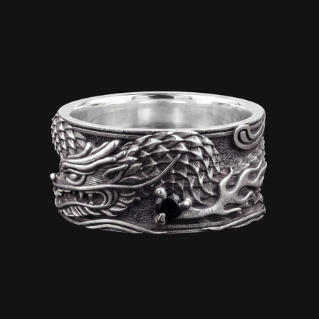 Ryū Dragon Ring - Hand-Carved Sterling Silver | Silvalor